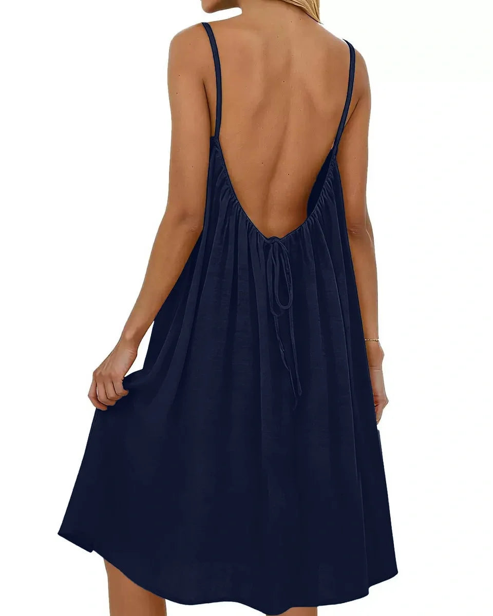 Vestido Casual de Tirantes Finos con Espalda Abierta - Aura Barcelona