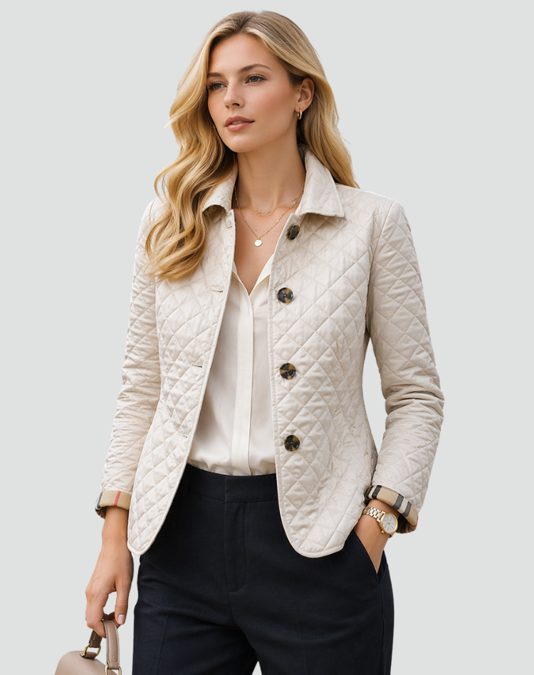Chaqueta Acolchada de Entretiempo con Cuello y Botones