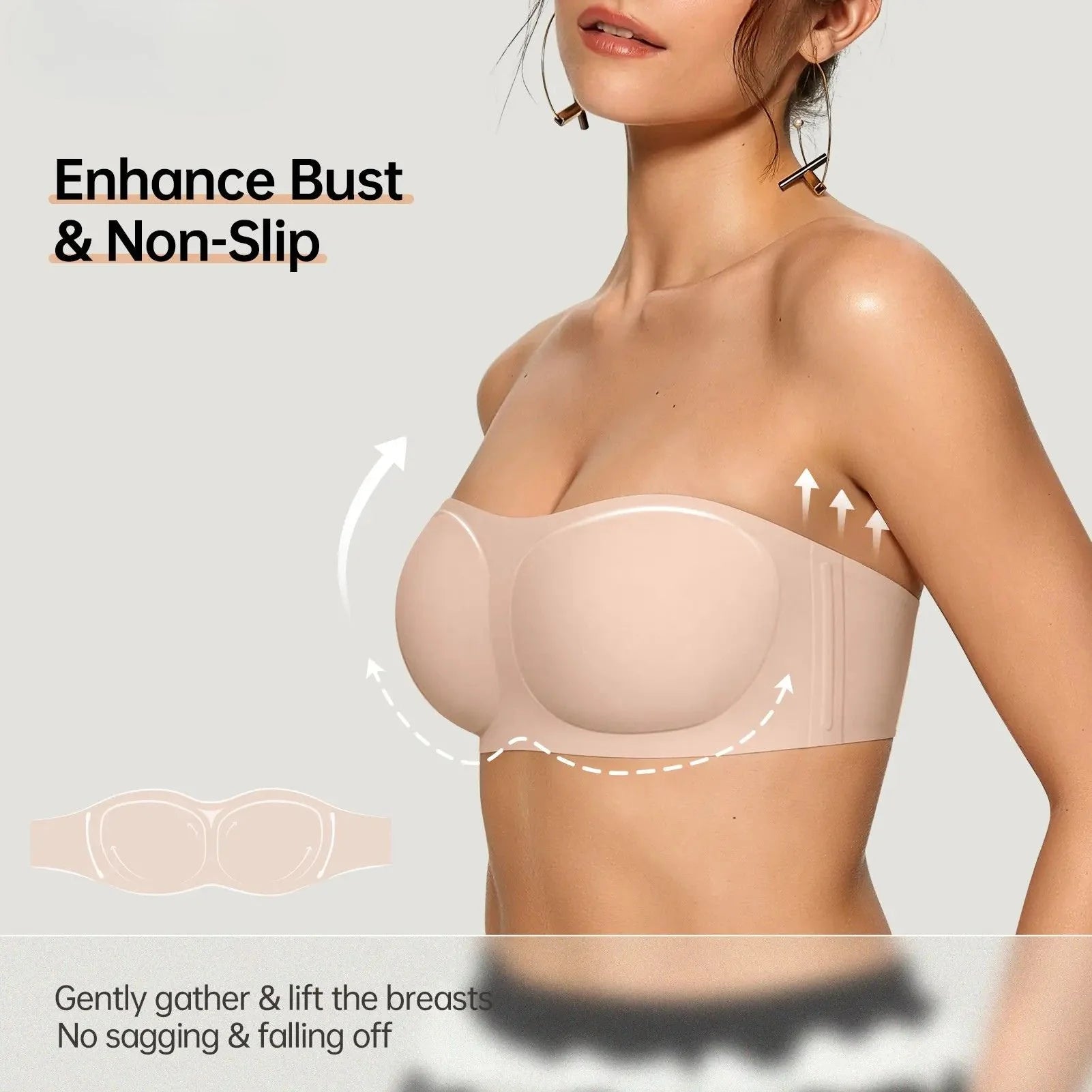 Sujetador Sin Tirantes Antideslizante Push-Up Sin Aros - Aura Barcelona