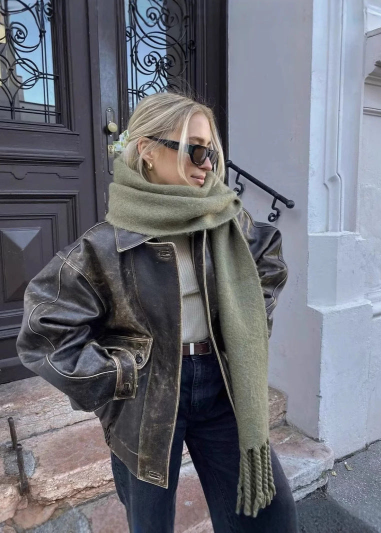 Bomber Oversize de Mujer con Acabado Desgastado - imagen 3