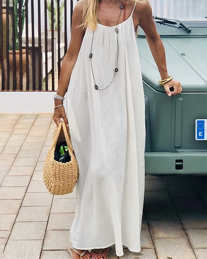 Vestido Maxi Fluido de Tirantes con Espalda Abierta - Aura Barcelona