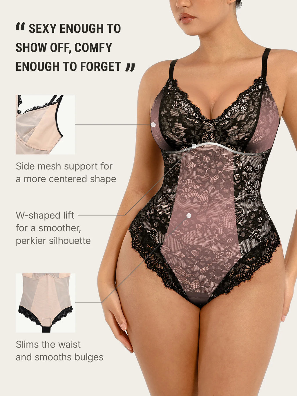Body de Encaje Transpirable con Escote V - Aura Barcelona