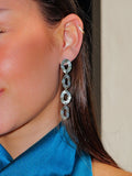 Pendientes cascada óvalos picados plateados