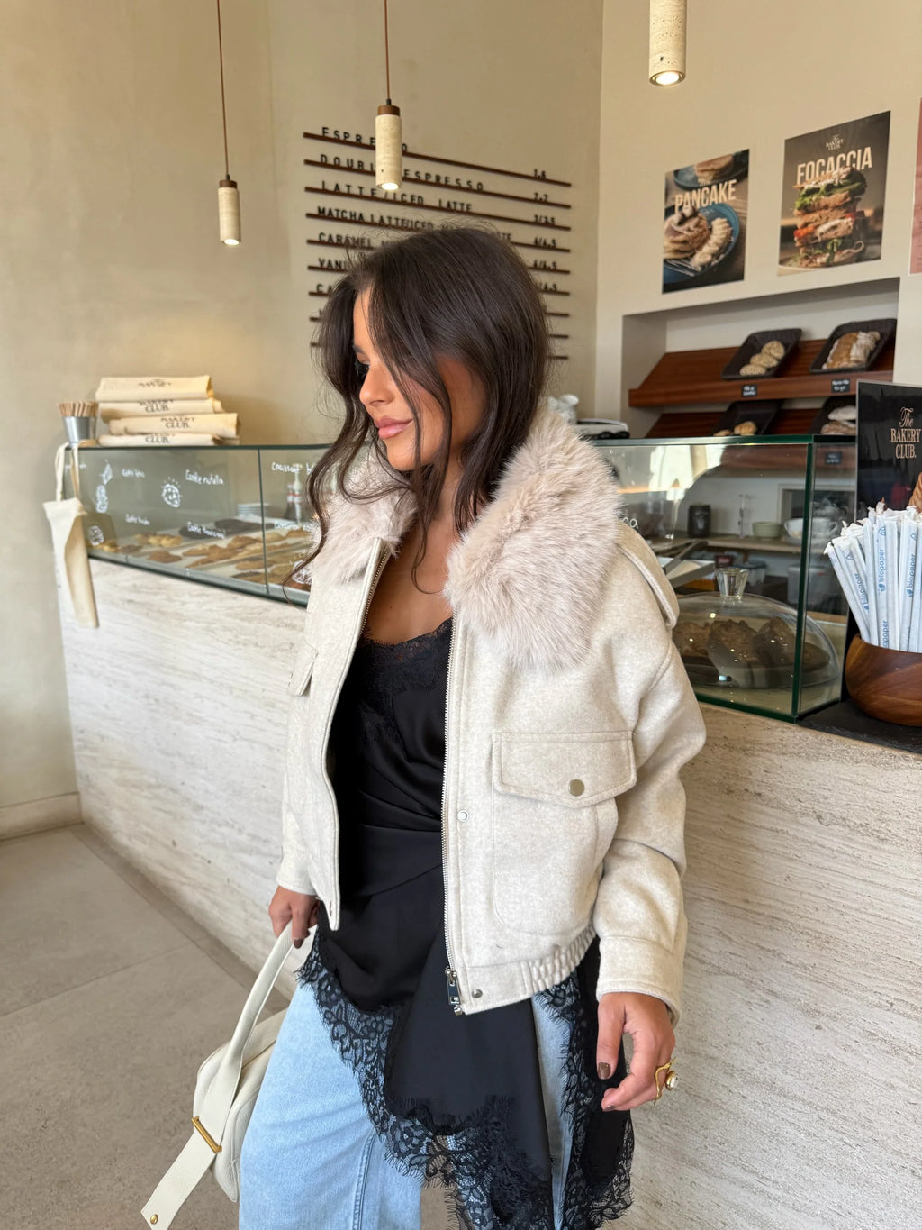 Chaqueta Siena Beige con Cuello de Pelo™