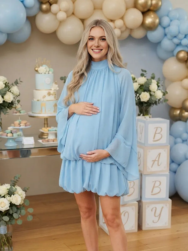 Vestido Premamá Mini Elegante de Espalda Descubierta con Lazada