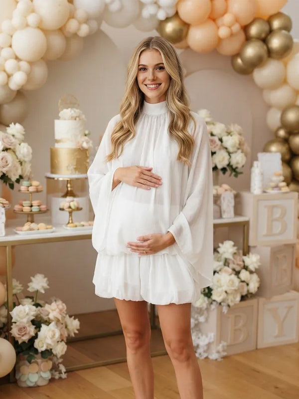 Vestido Premamá Mini Elegante de Espalda Descubierta con Lazada