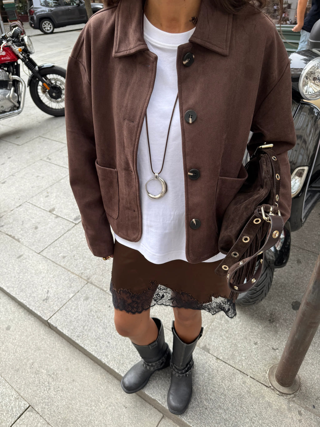 Chaqueta Roma Efecto Ante Chocolate™