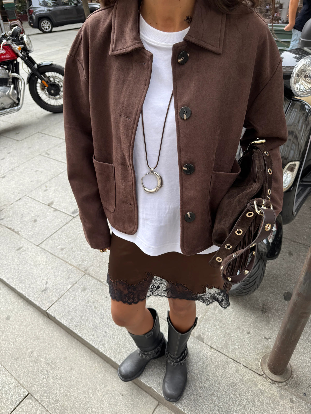 Chaqueta Roma Efecto Ante Chocolate™