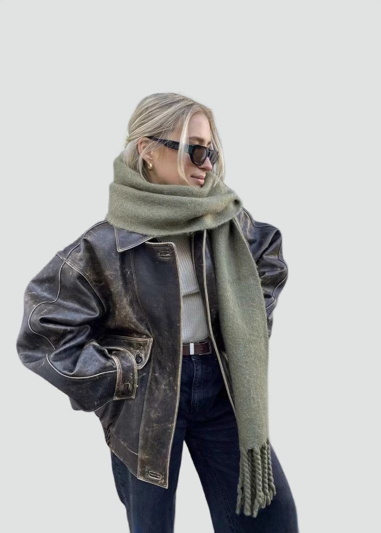 Bomber Oversize de Mujer con Acabado Desgastado - imagen 5