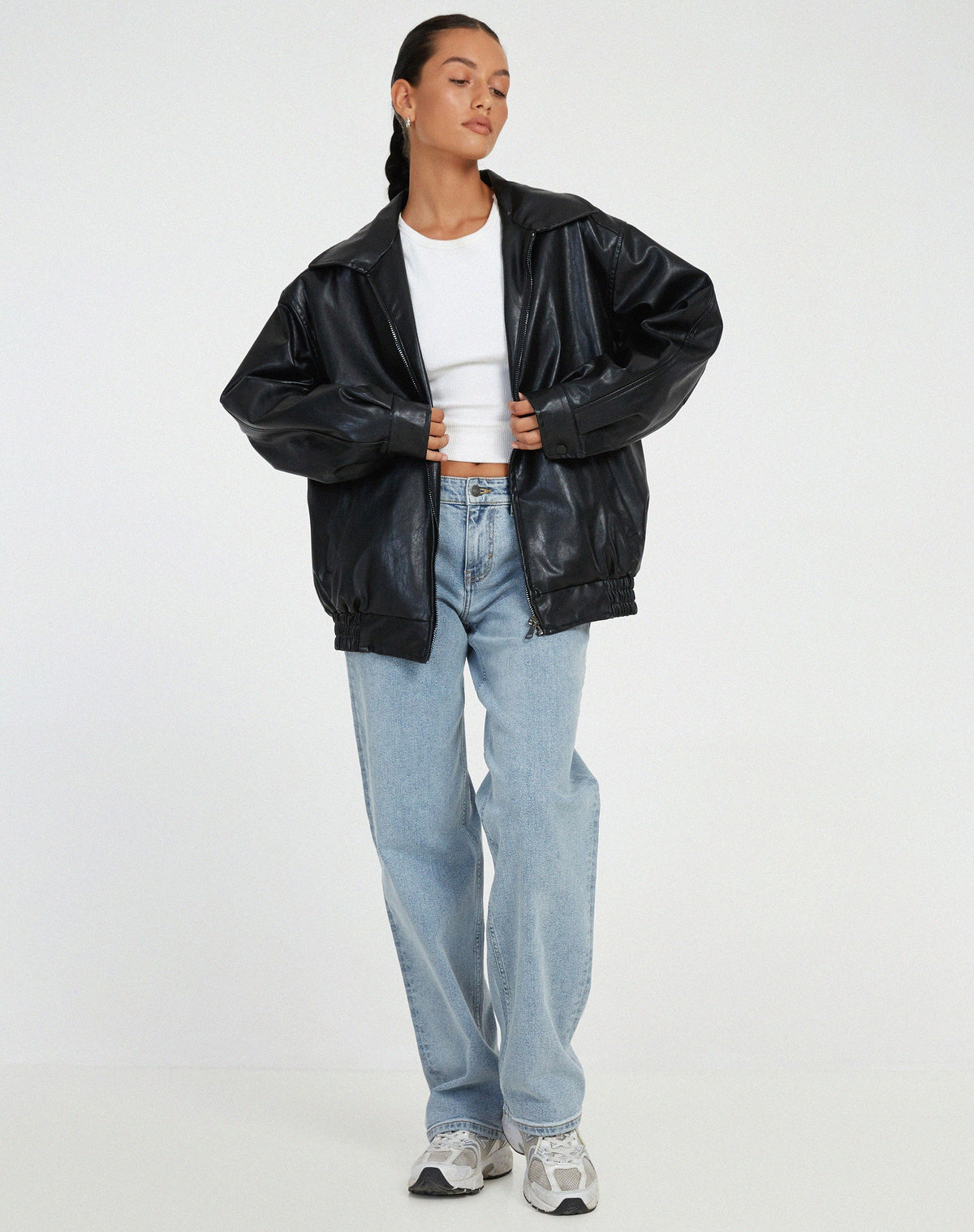 Bomber de Efecto Piel Oversize para Mujer - imagen 5