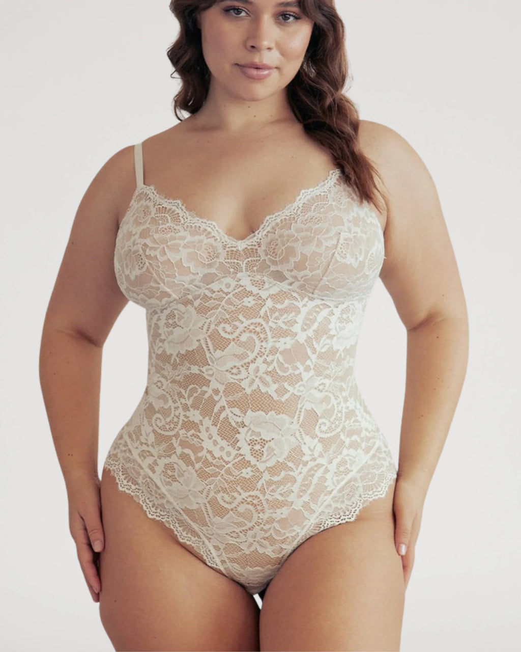 Body de Encaje Transpirable con Escote V - Aura Barcelona