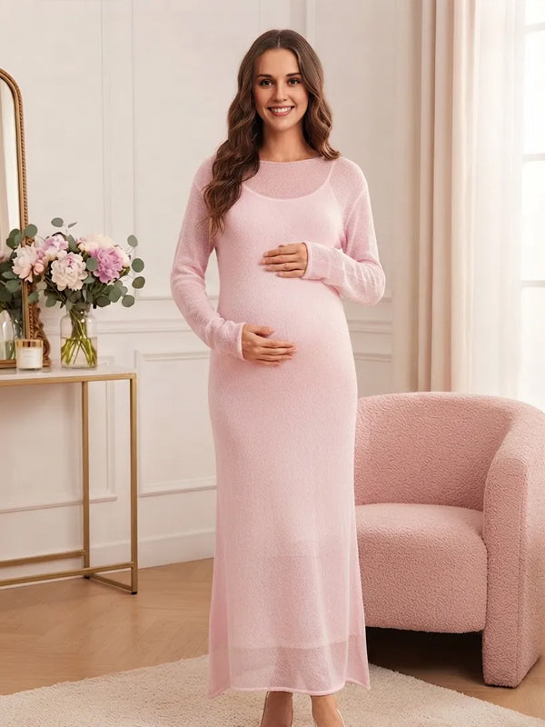Conjunto Premamá 2 en 1 de Vestido de Tirantes y Punto
