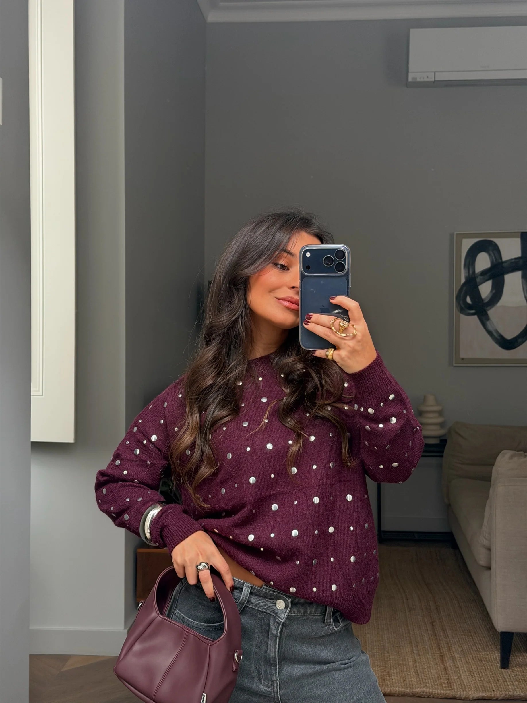 Jersey Amélie Burdeos con Tachuelas™