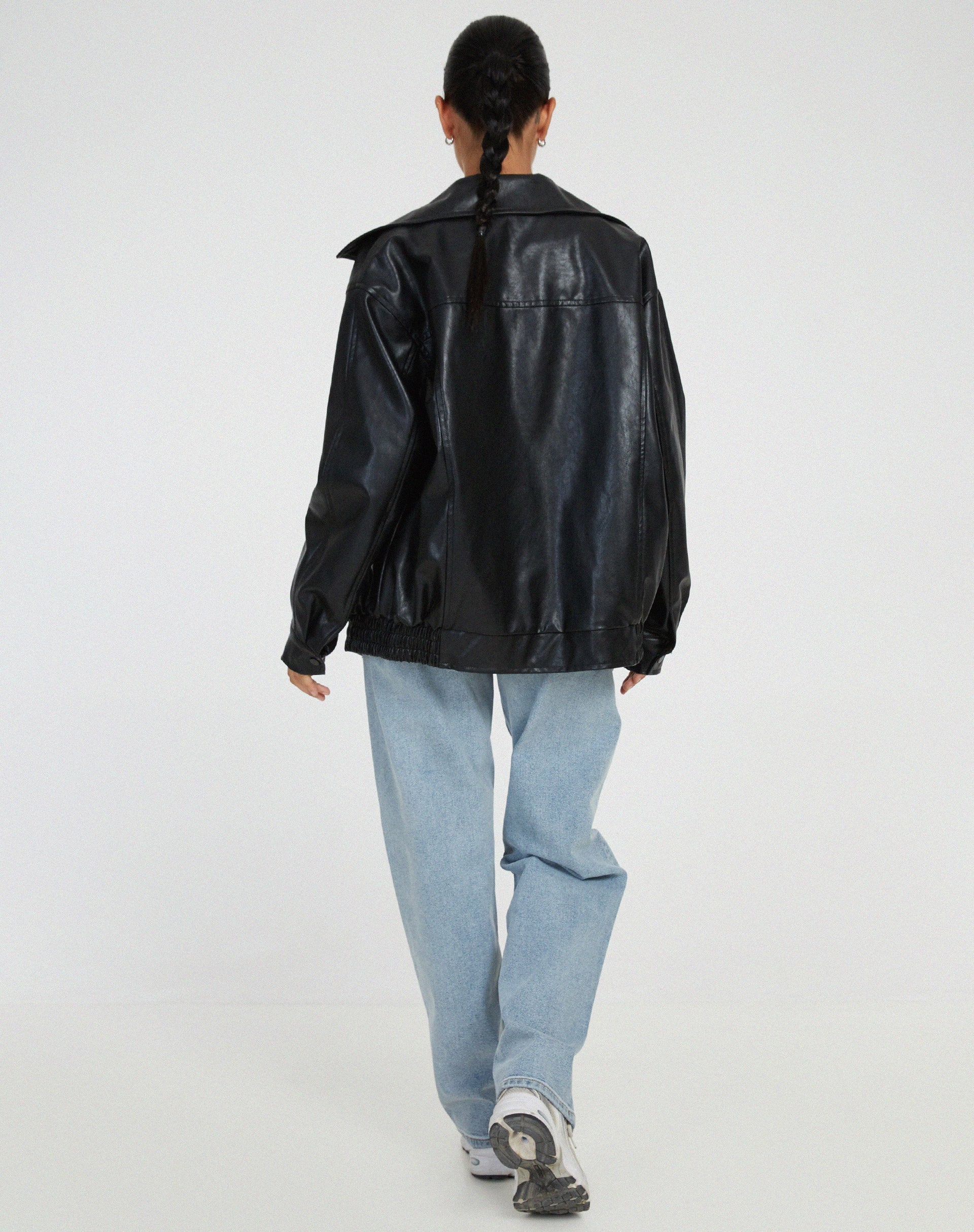 Bomber de Efecto Piel Oversize para Mujer - imagen 6