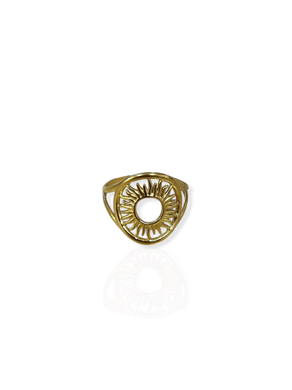 Anillo óvalo sol dorado