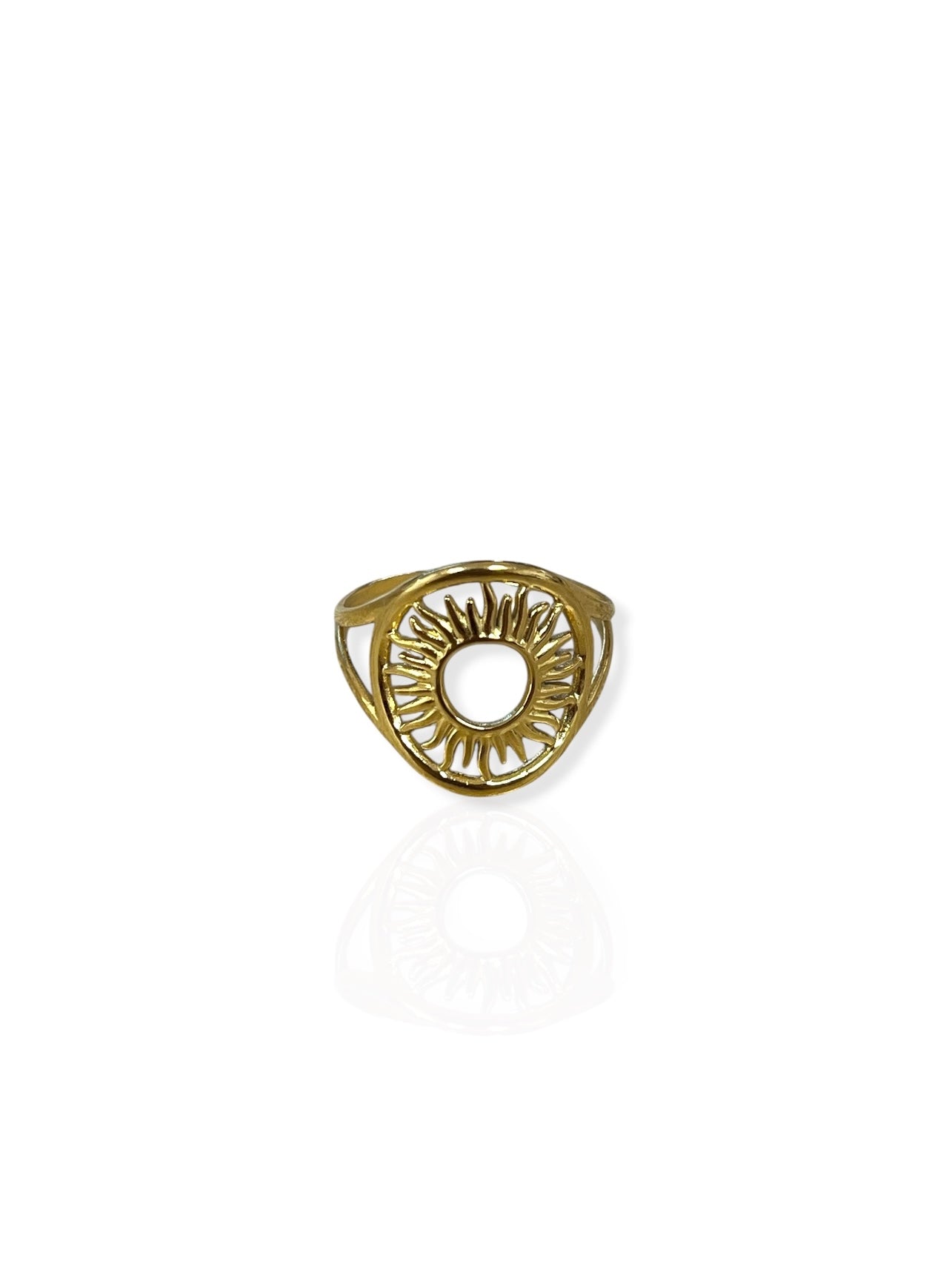 Anillo óvalo sol dorado