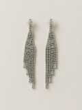 Pendientes cascada asimétrica brillantes plateados