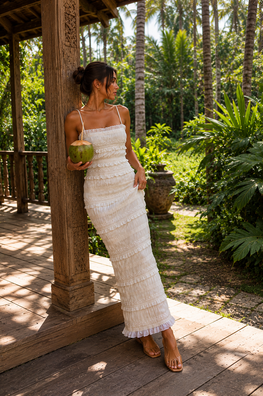 SOLARA | Vestido Maxi de Lentejuelas con Volantes
