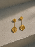 Pendientes largos rombos picados dorados
