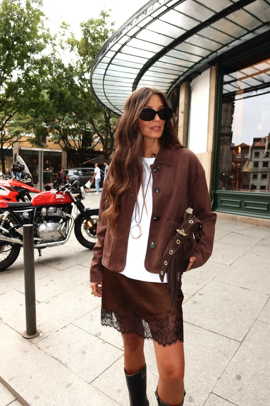 Chaqueta Roma Efecto Ante Chocolate™