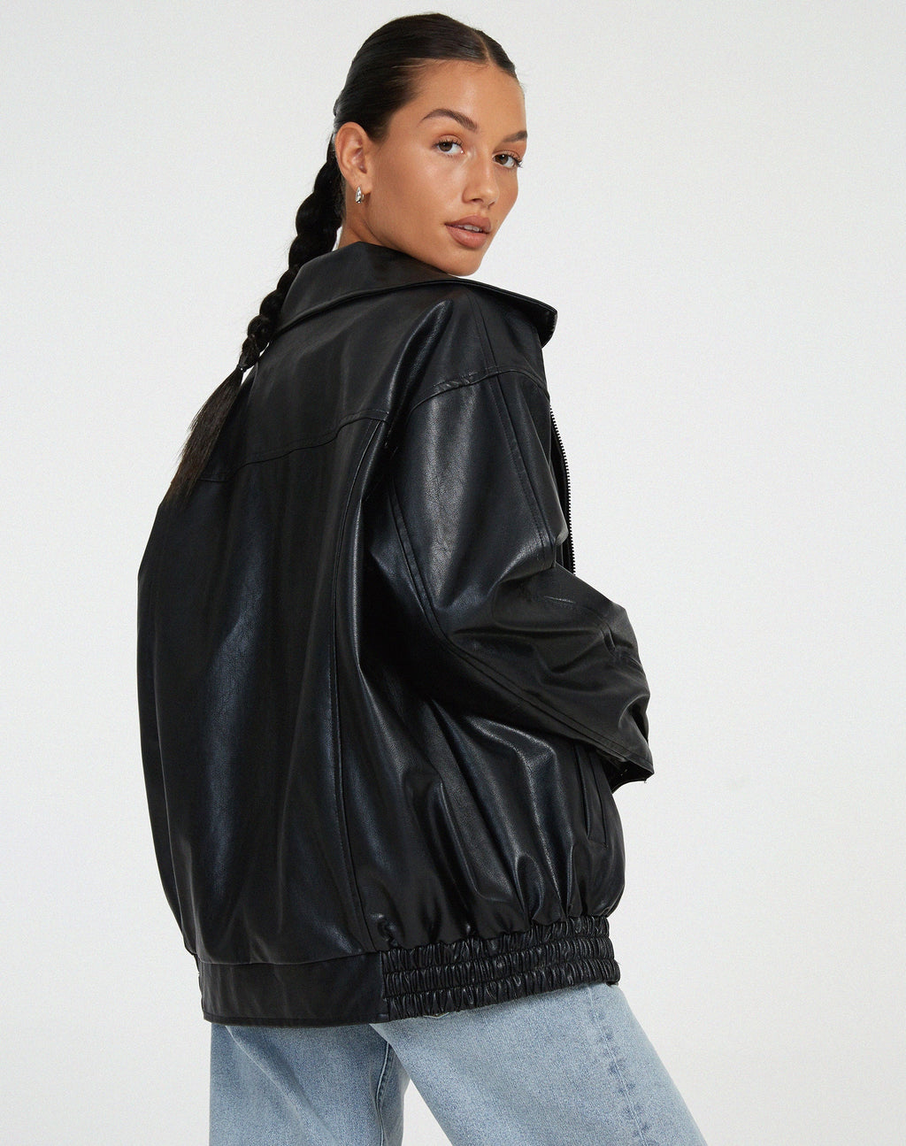 Bomber de Efecto Piel Oversize para Mujer - imagen 8