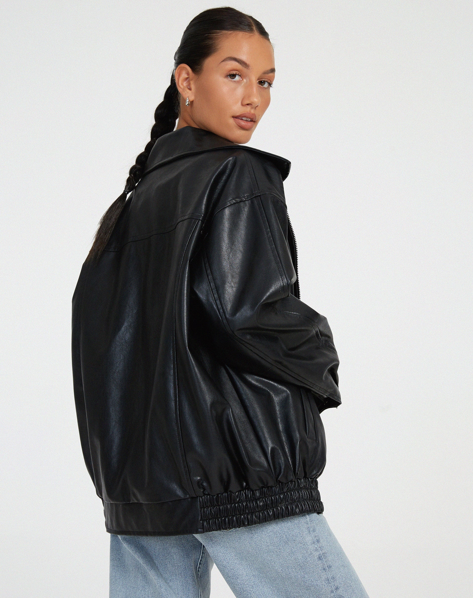 Bomber de Efecto Piel Oversize para Mujer - imagen 8
