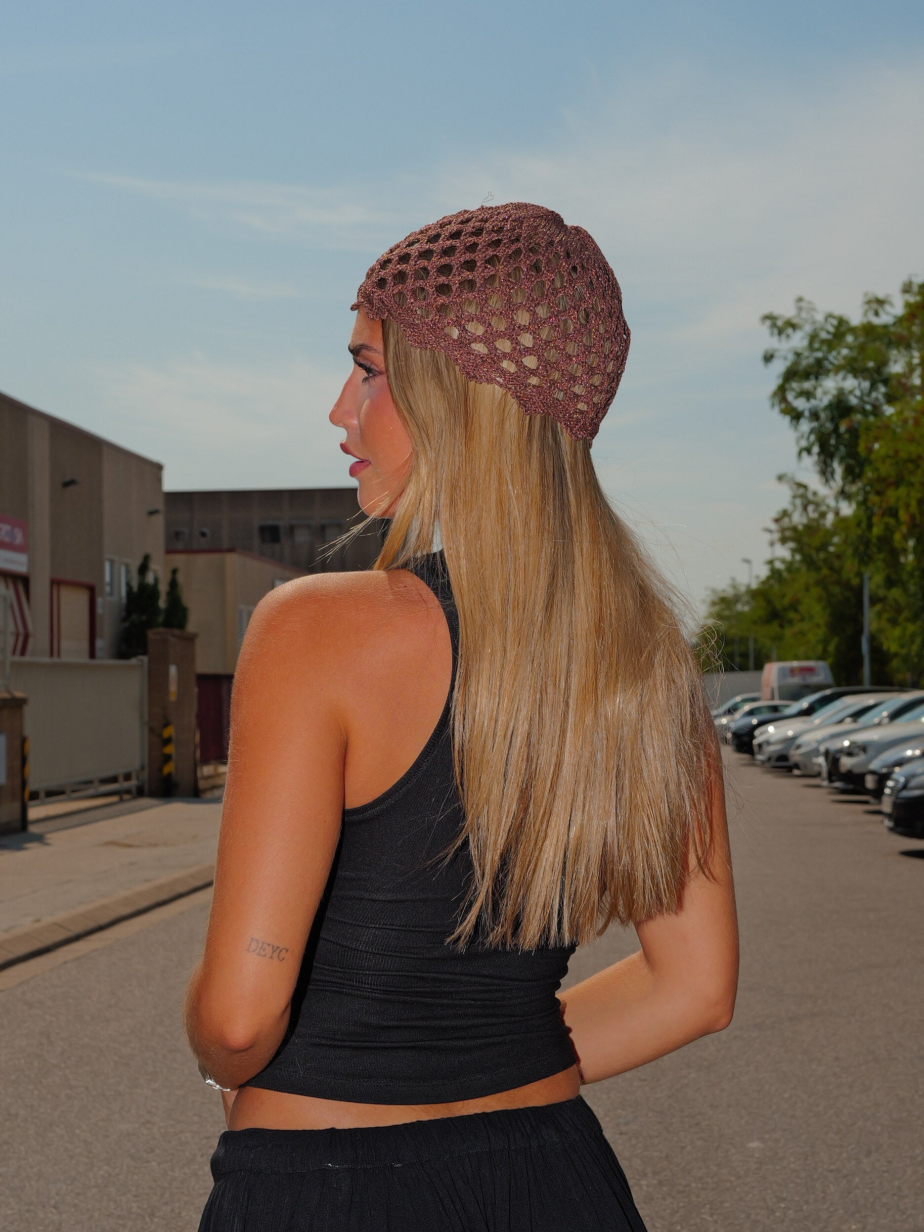 Gorro casquete crochet chocolate