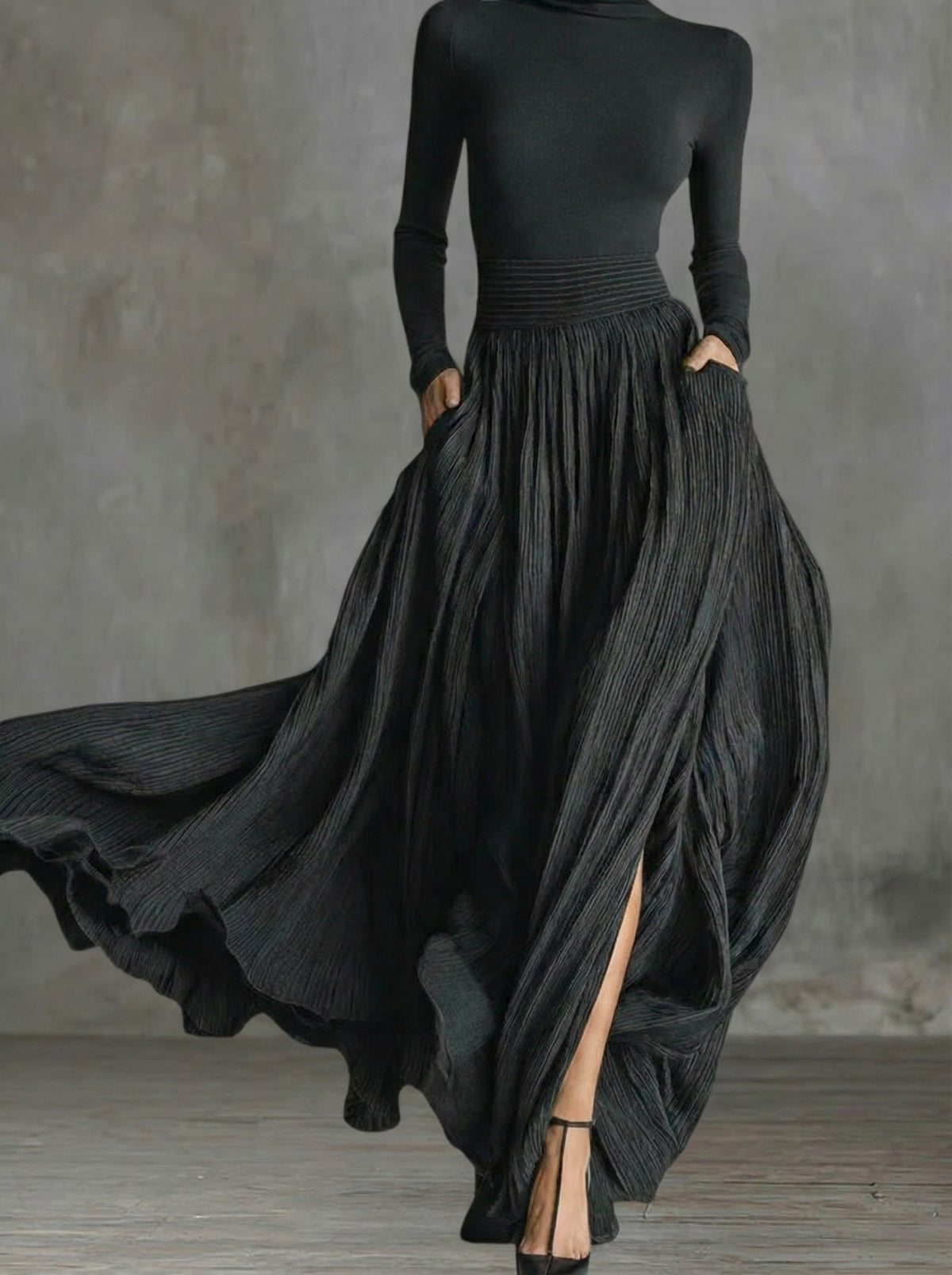 Rachel | Vestido Maxi de Talle Alto con Abertura