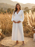 Vestido Premamá Maxi Boho Fluido de Corte A para Sesión de Fotos