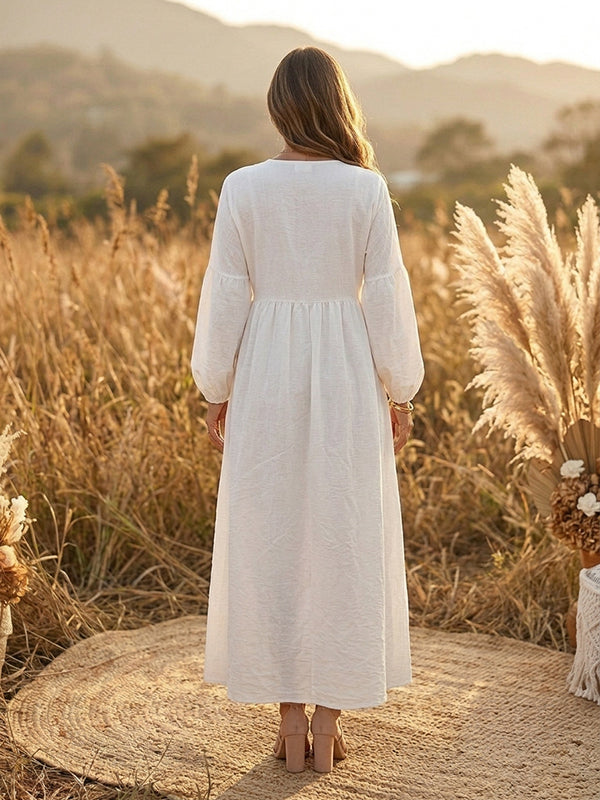 Vestido Premamá Maxi Boho Fluido de Corte A para Sesión de Fotos