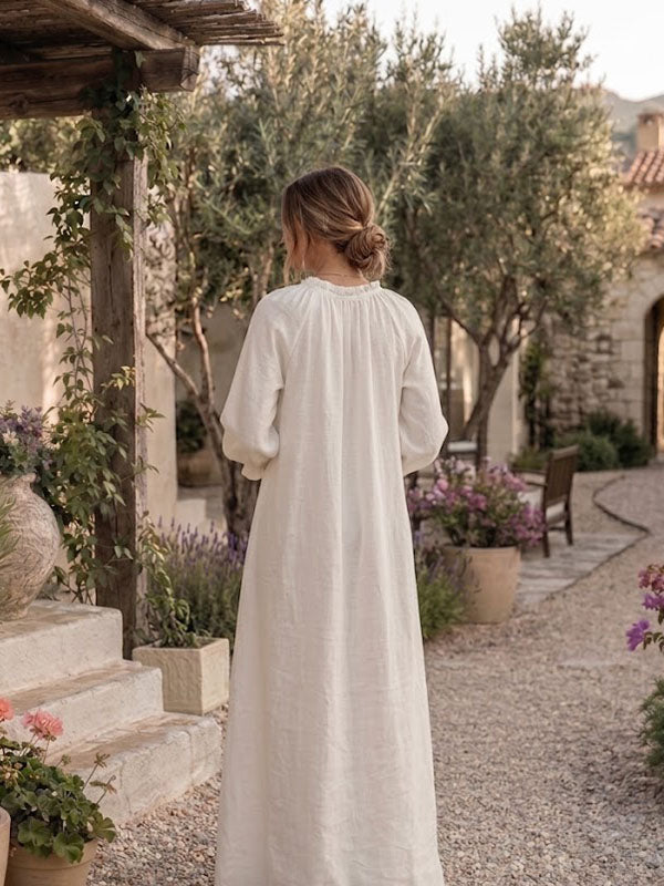 Vestido Premamá Maxi de Encaje Fluido con Corte A