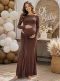 Vestido Premamá Maxi Elegante con Bajo Drapeado para Baby Shower