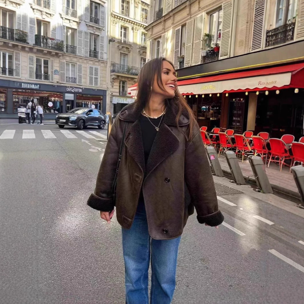 Chaqueta Doble Faz para Mujer | Cazadora Efecto Ante con Borreguito