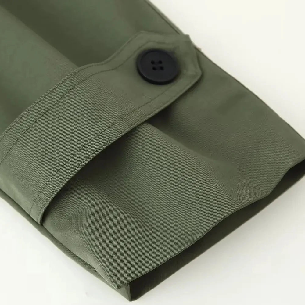 Gabardina Corta para Mujer | Trench Cruzado con Cuello Alto y Cinturón