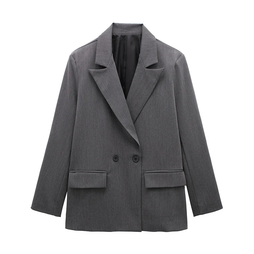 Blazer Cruzado Oversize para Mujer | Americana Holgada con Bolsillos de Tapeta