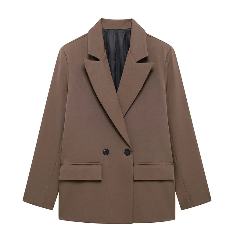 Blazer Cruzado Oversize para Mujer | Americana Holgada con Bolsillos de Tapeta