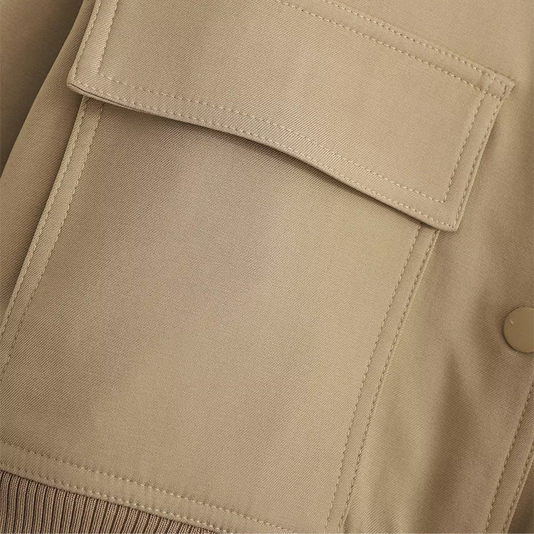 Chaqueta Bomber para Mujer | Cazadora Corta con Bolsillos de Solapa