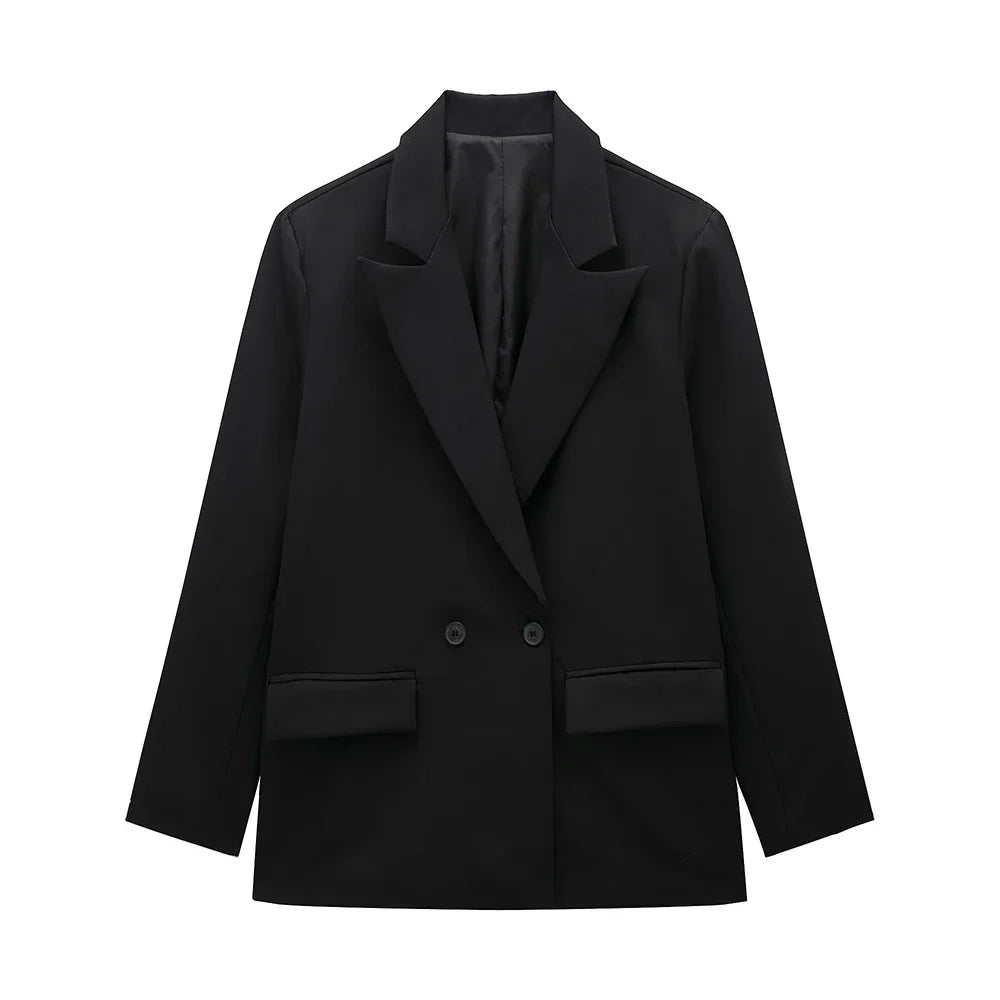 Blazer Cruzado Oversize para Mujer | Americana Holgada con Bolsillos de Tapeta