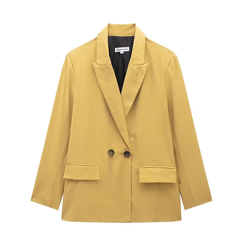 Blazer Cruzado Oversize para Mujer | Americana Holgada con Bolsillos de Tapeta