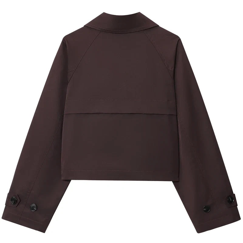 Trench Corto Cruzado para Mujer | Chaquetón Oversize de Manga Larga