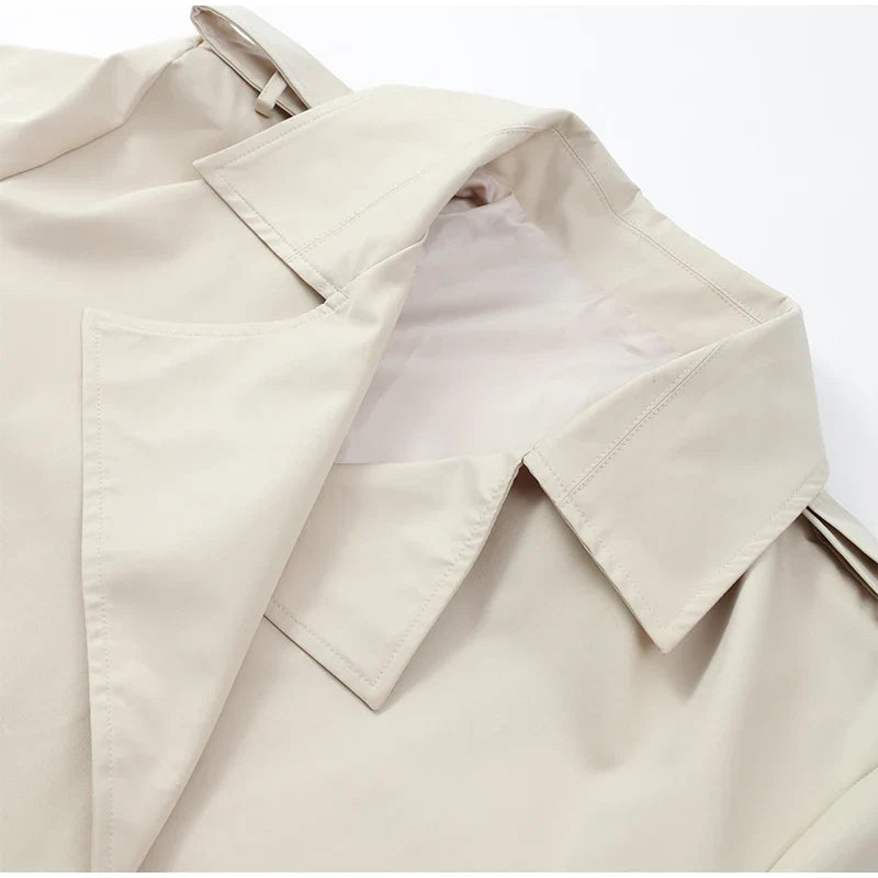 Gabardina Cruzada Corta para Mujer | Chaquetón de Entretiempo con Cordón