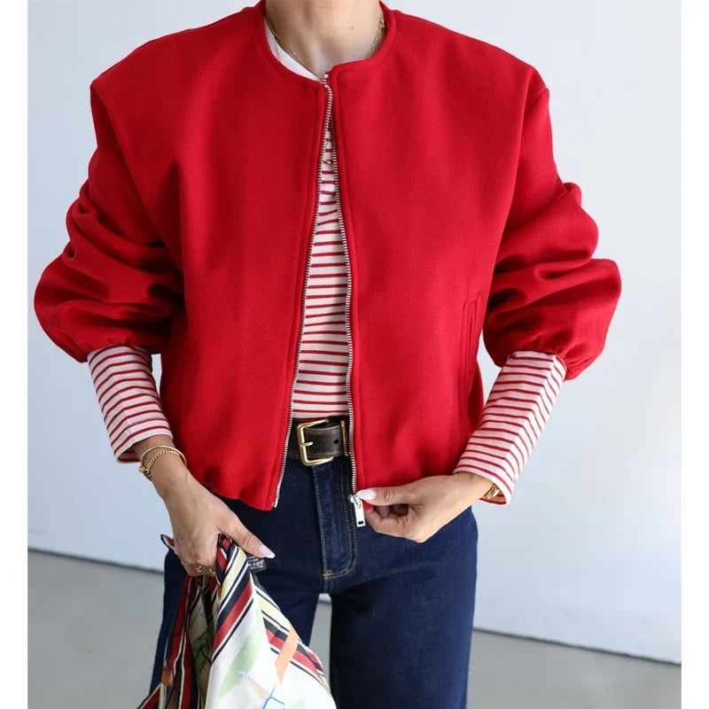 Chaqueta Bomber Cropped para Mujer | Deportiva de Manga Larga con Cremallera