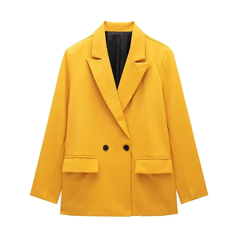 Blazer Cruzado Oversize para Mujer | Americana Holgada con Bolsillos de Tapeta