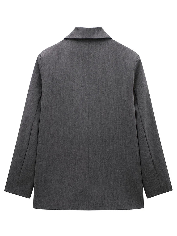 Blazer Cruzado Oversize para Mujer | Americana Holgada con Bolsillos de Tapeta