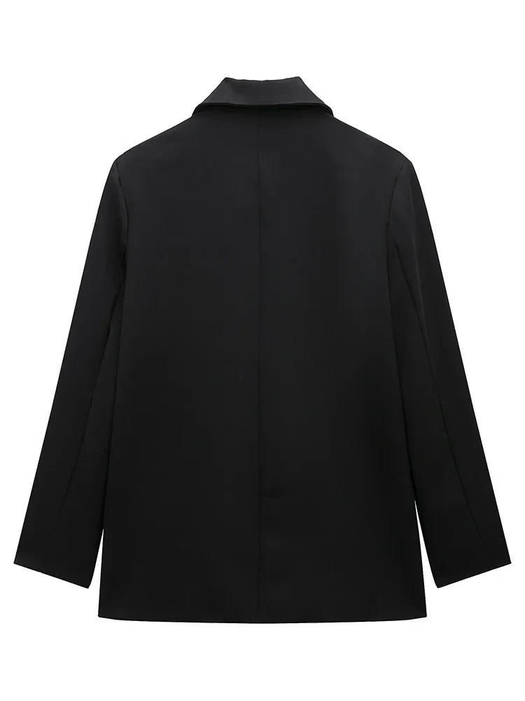 Blazer Cruzado Oversize para Mujer | Americana Holgada con Bolsillos de Tapeta