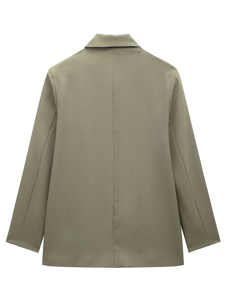 Blazer Cruzado Oversize para Mujer | Americana Holgada con Bolsillos de Tapeta