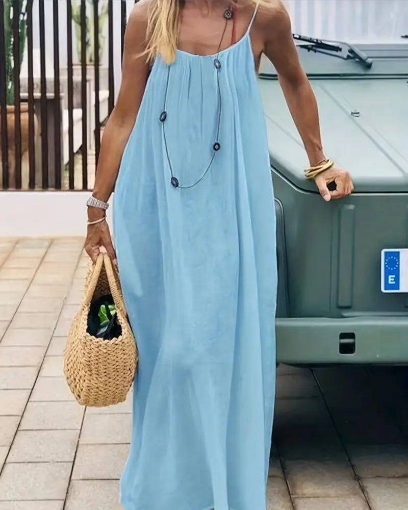 Vestido Maxi Fluido de Tirantes con Espalda Abierta - Aura Barcelona