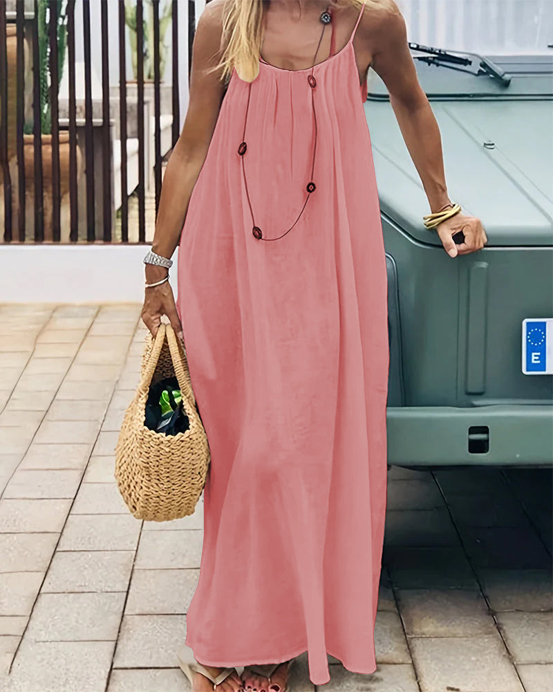 Vestido Maxi Fluido de Tirantes con Espalda Abierta - Aura Barcelona