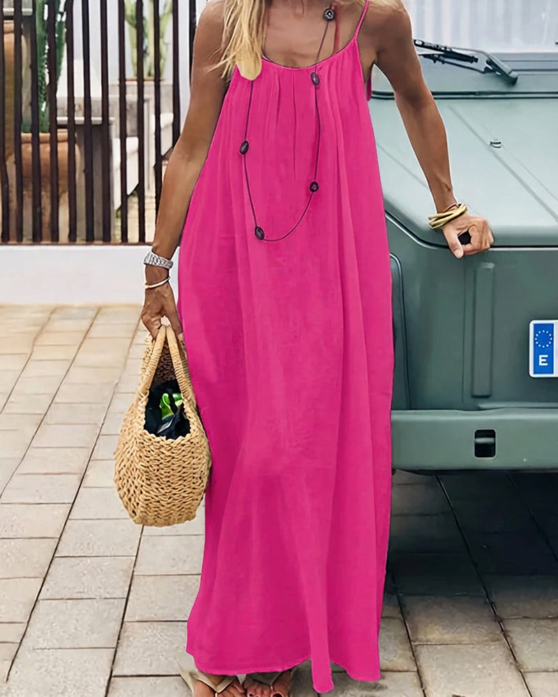 Vestido Maxi Fluido de Tirantes con Espalda Abierta - Aura Barcelona