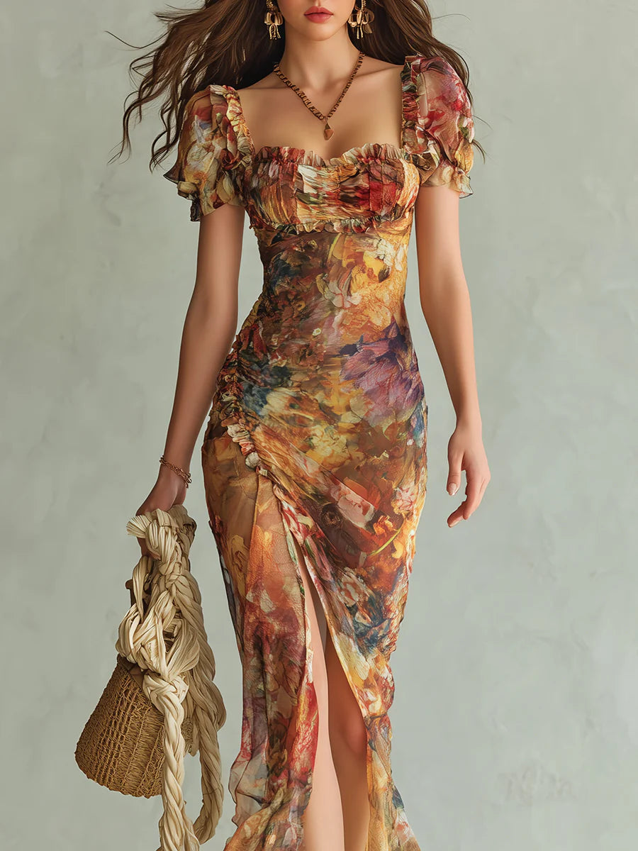 Coralina | Vestido Estampado Acuarela